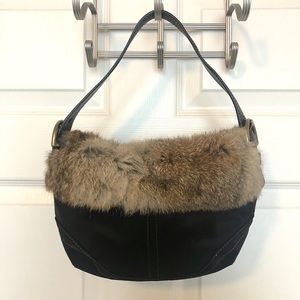 Coach Small Hobo Bag with Fur Trim